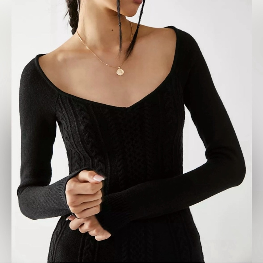 Free People Chic Black Knit Dress Medium